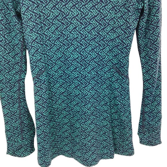 Ibex 100% Merino Wool Zip Up Mock Neck Sweater Size XS Blue Geometric Juliet - Picture 12 of 16